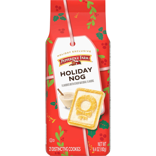 Pepperidge Farm Holiday Nog, Flavored with Other Natural Flavors, 21 Distinctive Butter Cookies, 6.4 oz, Bag