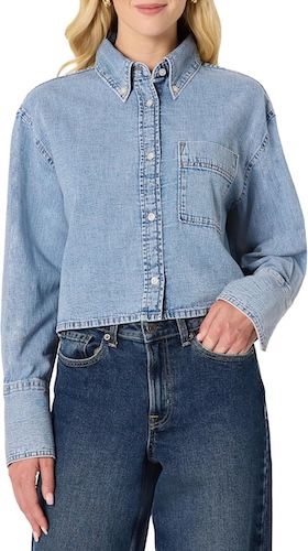Amazon Essentials Women's Denim Button-Down Shirt