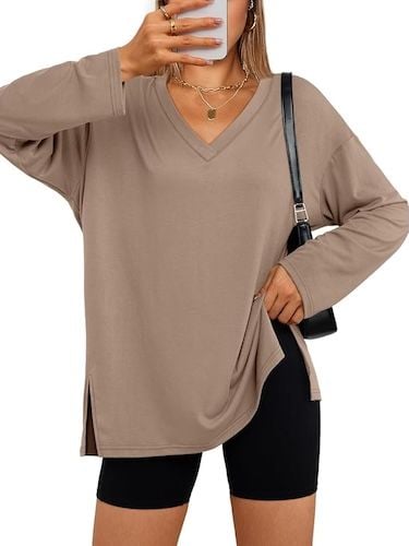 Trendy Queen Womens Oversized Long Sleeve T Shirts