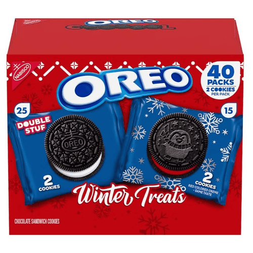 Oreo Winter Treats Chocolate Sandwich Cookies, Variety Pack, 40 Packs, 2 Cookies Per Pack