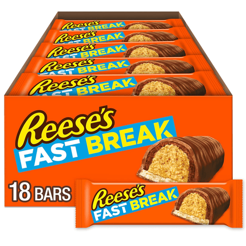 Reese's FAST BREAK Peanut Butter Nougat Candy Bars, 1.8 oz, 18 Packs