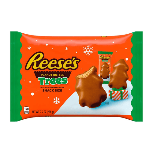 Reese's Milk Chocolate and Peanut Butter Holiday Trees, Snack Size, 7.2 oz, Bag