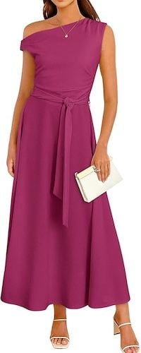 ANRABESS Women One Off Shoulder Wedding Guest Dress