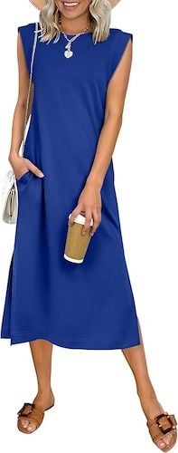 ANRABESS Womens Summer Casual Midi Dress Sleeveless