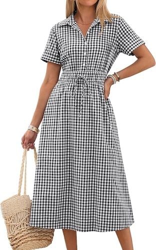 ANRABESS Womens Summer Midi Dress Short Sleeve