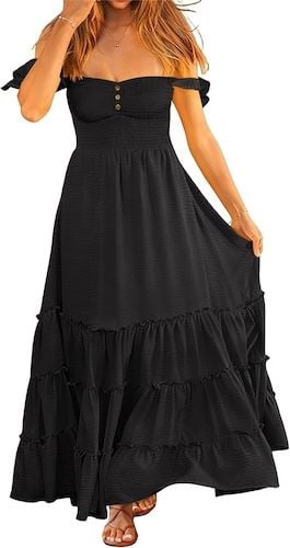 ANRABESS Womens Summer Casual Off The Shoulder Maxi Long Dress