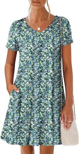 ANRABESS Women's Summer T Shirt Dress V Neck