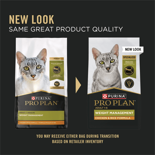 Purina Pro Plan Dry Cat Food for Adult 1-6, Weight Management Chicken & Rice Formula, 16 lb, Bag
