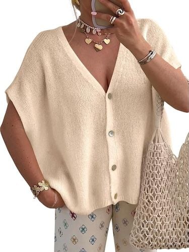 PRETTYGARDEN Batwing Short Sleeve Summer Cardigan Sweaters