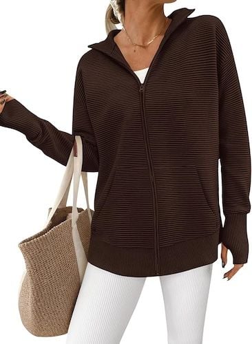 PRETTYGARDEN Womens Long Sleeve Zip Up Cardigan Sweaters