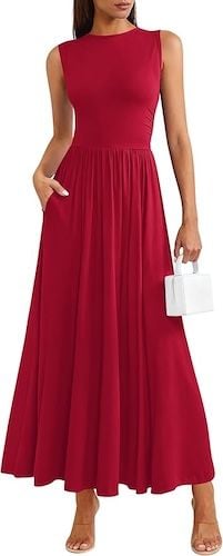 PRETTYGARDEN Summer Sleeveless A Line Flowy Long Casual Sundress