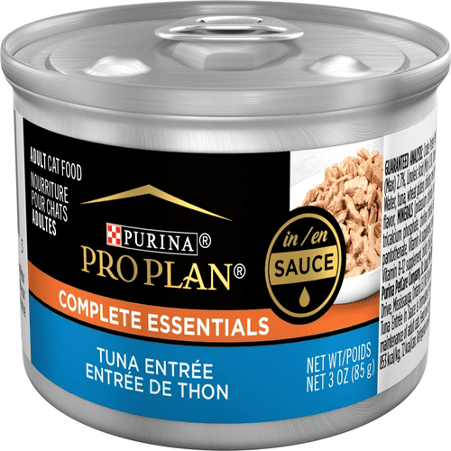 Purina Pro Plan Canned Adult Cat Food, Complete Essentials Tuna Entree in Sauce, 3 oz, 24 Cases