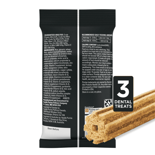 Purina Pro Plan Veterinary Diets Orachews Dental Care Low Fat Chicken Treats for Small & Medium Dogs, 3 Count