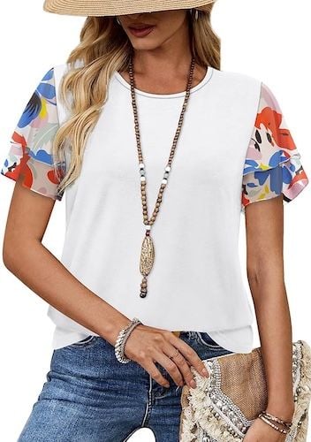 WIHOLL Womens Summer Tops Trendy Ruffle Short Sleeve