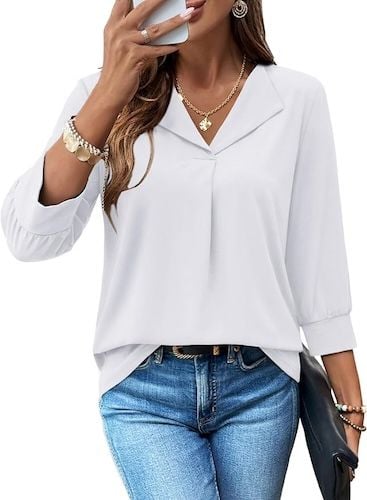 WIHOLL 3/4 Length Sleeve Womens Tops Dressy Casual Blouses