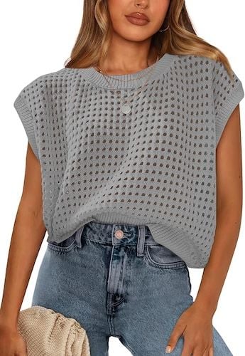 WIHOLL Short Sleeve Hollow Out Knit Sweaters