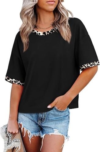 WIHOLL Womens T Shirts Loose Fit Short Half Sleeve