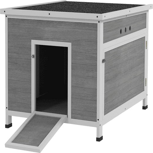 PawHut 30 x 38 x 30-in Wooden Poultry & Small Pet Coop with Removable Floor, Openable Roof, Double Doors & Ramp, Gray