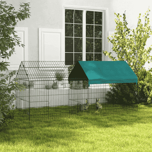 PawHut 87-in Small Animal Playpen for Both Indoor and Outdoor, Black