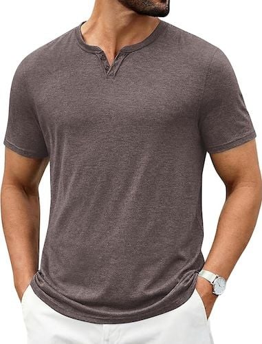 COOFANDY Men's Short Sleeve Casual V Neck Soft Notch Neck Tee
