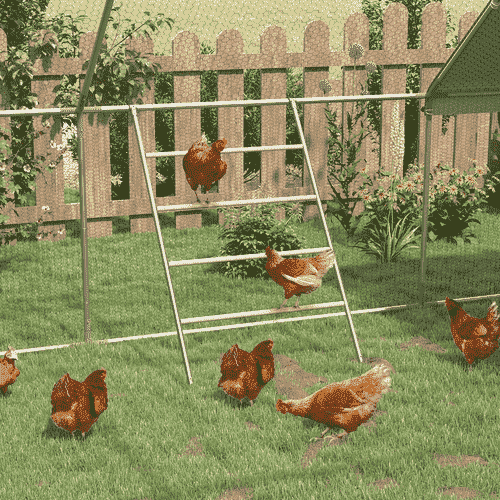 PawHut Chicken Coop Accessories, Perch & Steel Jungle Gym