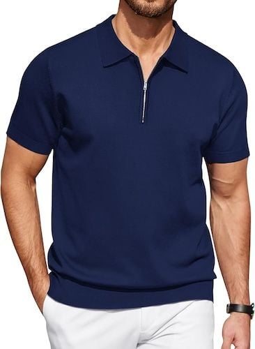COOFANDY Men's Zipper Polo Shirt
