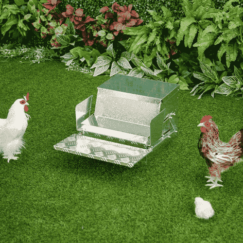 PawHut Weatherproof 30-lb Automatic Chicken Feeder, Silver