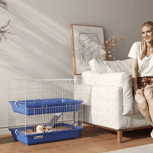 PawHut Blue 2-Platform Small Animal Cage