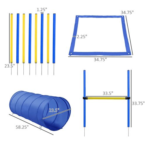 PawHut 4 Pieces Outdoor Dog Agility Training Course, Blue