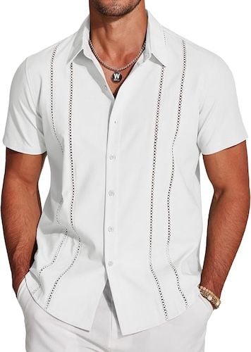 COOFANDY Men's Cuban Guayabera Shirt Short Sleeve