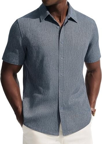 PJ PAUL JONES Mens Short Sleeve Casual Summer Shirts Textured
