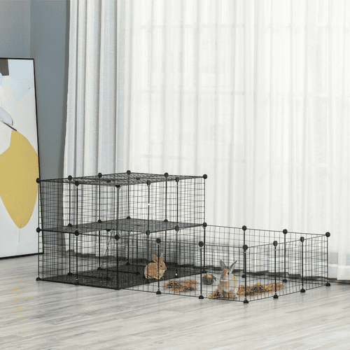 PawHut Metal Wire Playpen with Door for Small Animals, 69x41.25x27.5-in