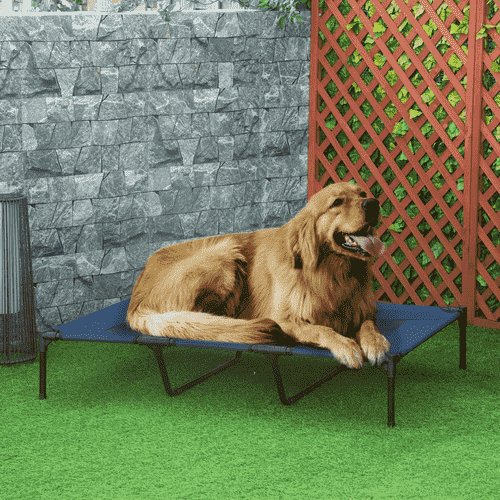 PawHut 48-in Dark Blue Indoor and Outdoor Breathable Mesh Elevated Dog Bed with Removable Cover