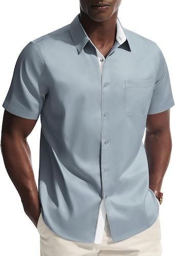 PJ PAUL JONES Mens Wrinkle-Free Business Casual Shirts with Pocket