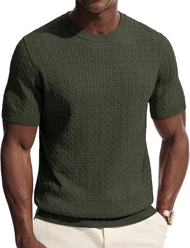 PJ PAUL JONES Mens T-Shirts Short Sleeve Textured Knit Shirt