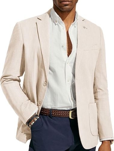 PJ PAUL JONES Mens 2 Button Blazer Casual Unlined Linen Blazer Jacket