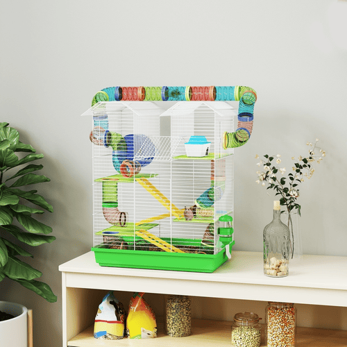PawHut 18.5 x 11.75 x 23.25-in Green 5-Tier Metal Hamster Cage