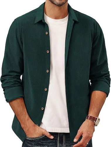 PJ PAUL JONES Mens Corduroy Jacket Casual Long Sleeve Shacket