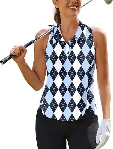 PINSPARK Women's Golf Shirt UPF 50+ Sleeveless