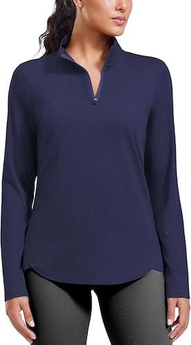 PINSPARK Long Sleeve Workout Quarter Zip Running Shirts