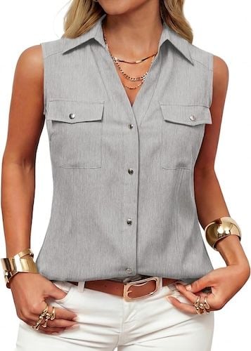 GRACE KARIN Women Sleeveless Summer V Neck Tank Top