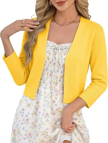 GRACE KARIN Women's 3/4 Sleeve Open Front Dressy Causal Shrug Sweater