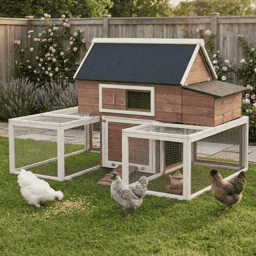 PawHut 114.25 x 28 x 46.75-in Garden Backyard Wooden Outdoor House with Nesting Box, Double Runs, Asphalt Roof & Ramp Chicken Coop