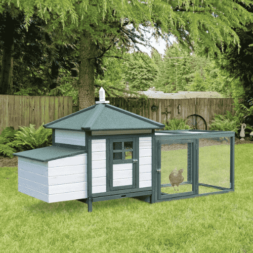 PawHut 77.25 x 30 x 38.25-in Green Wooden Chicken Coop & Rabbit Hutch