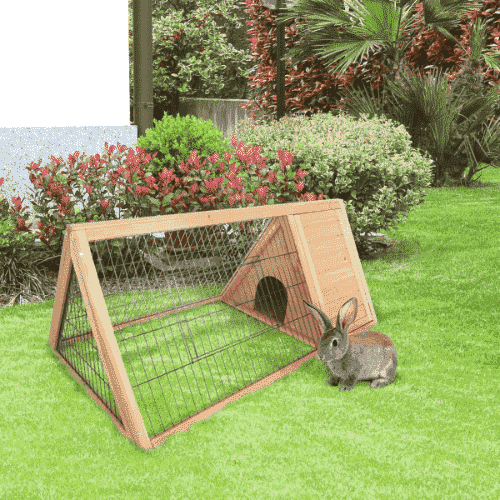 PawHut 45.75 x 24.5 x 20.75-in Outdoor Wooden A-Frame Rabbit Hutch