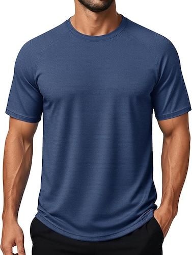 MAGCOMSEN Texture Men's Workout Shirts Short Sleeve