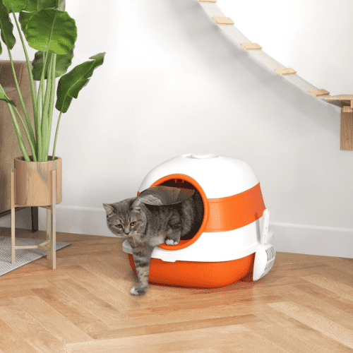 PawHut 16.25 x 20.5 x 15-in Dome Covered Cat Litter Box, Orange