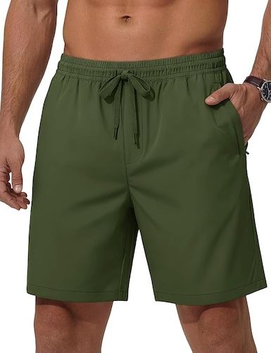 MAGCOMSEN Men's Casual 7 Inch Shorts with Zipper Pockets