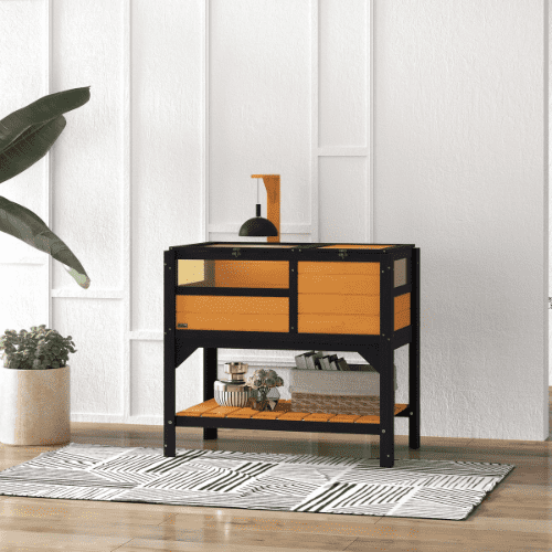 PawHut 33.1 x 20.1 x 40.6-in Yellow Tortoise Habitat with Shelf Storage