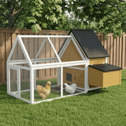 PawHut 65.25 x 48.75 x 44-in Wooden Chicken Coop with Nesting Box House, Detachable Outdoor Run and Lockable Door